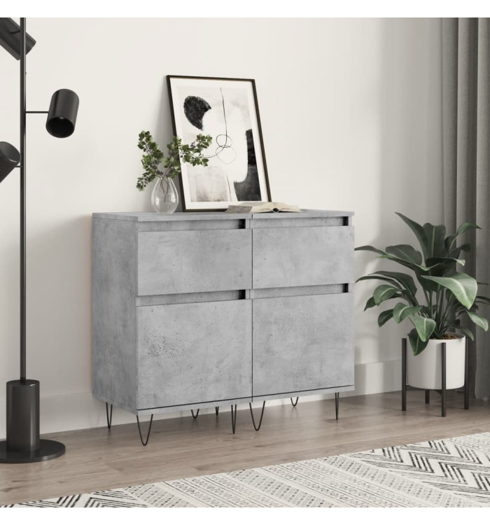 Buffets 2 pcs gris béton 40x35x70 cm bois d'ingénierie | Mobilier & Déco
