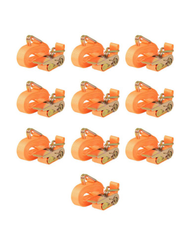 Sangle d’arrimage 10 pcs 0,4 tonne 6 m x 25 mm Orange | Mobilier & Déco