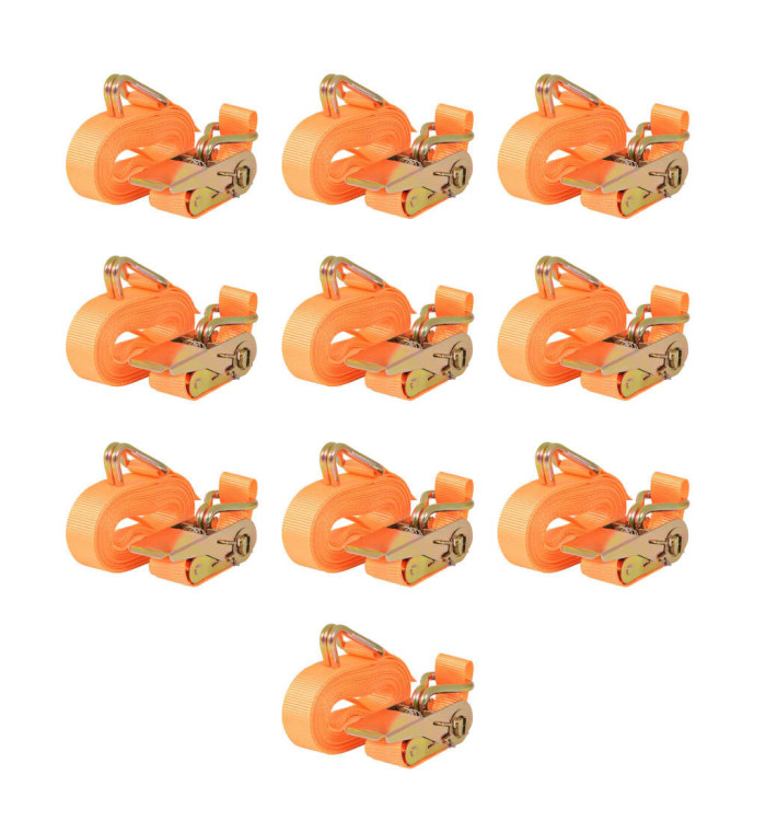 Sangle d’arrimage 10 pcs 0,4 tonne 6 m x 25 mm Orange | Mobilier & Déco