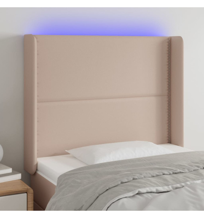 Tête de lit à LED Cappuccino 83x16x118/128 cm Similicuir | Mobilier & Déco