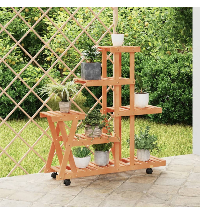 Support à fleurs avec roues 95x25x101 cm bois massif de sapin | Mobilier & Déco