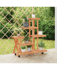 Support à fleurs avec roues 95x25x101 cm bois massif de sapin | Mobilier & Déco