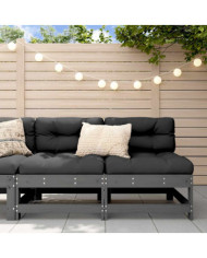 Canapés centraux avec coussins 2 pcs gris bois de pin massif | Mobilier & Déco