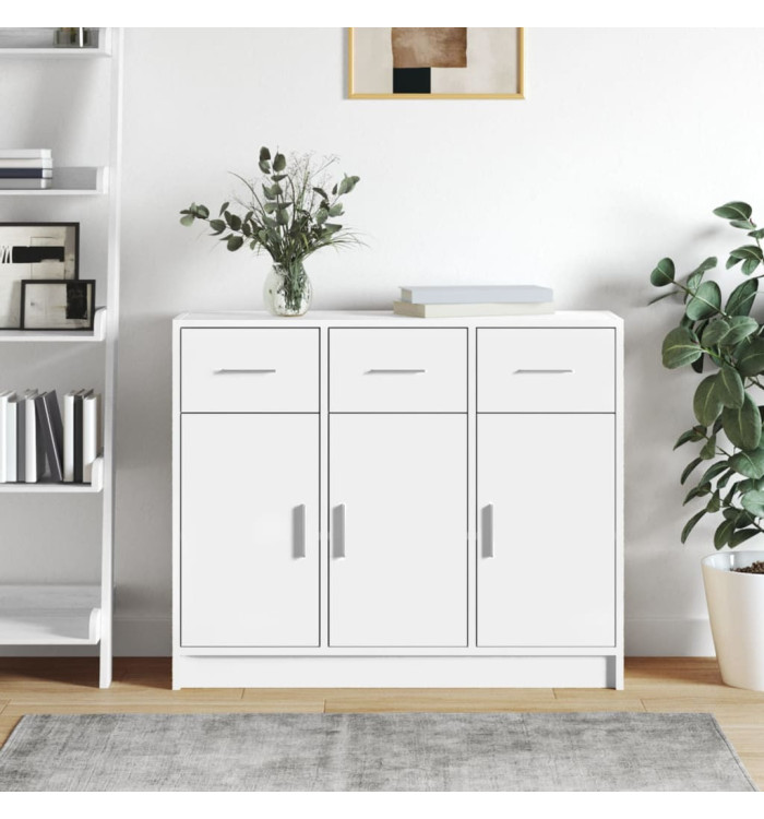 Buffet blanc 91x28x75 cm bois d'ingénierie | Mobilier & Déco
