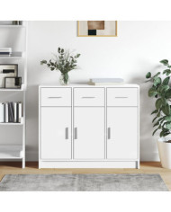 Buffet blanc 91x28x75 cm bois d'ingénierie | Mobilier & Déco