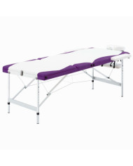 Table de massage pliable 3 zones Aluminium Blanc et violet | Mobilier & Déco