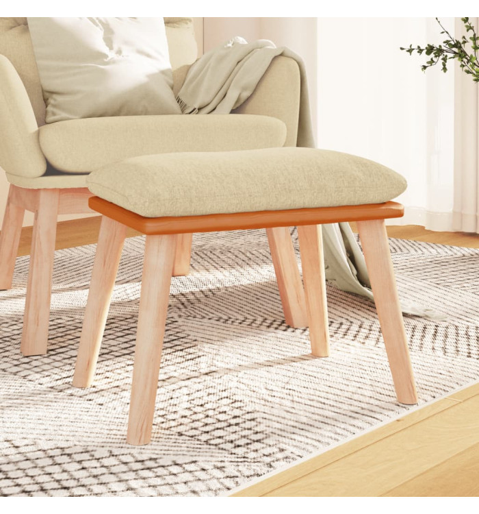 Repose-pied Crème 45x29,5x35 cm Tissu et similicuir | Mobilier & Déco