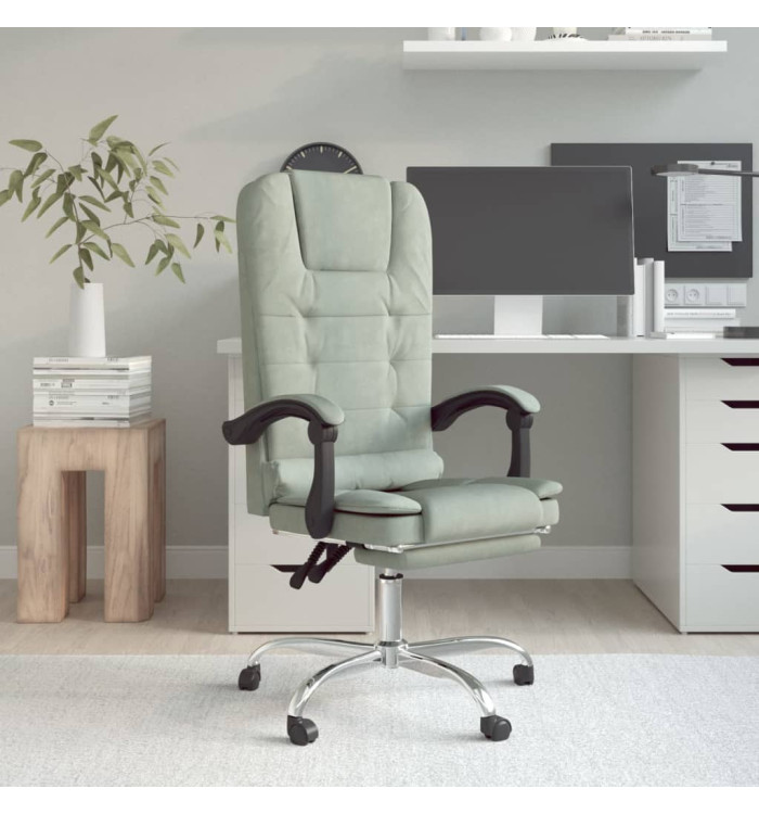 Fauteuil de massage inclinable de bureau Gris clair Velours | Mobilier & Déco