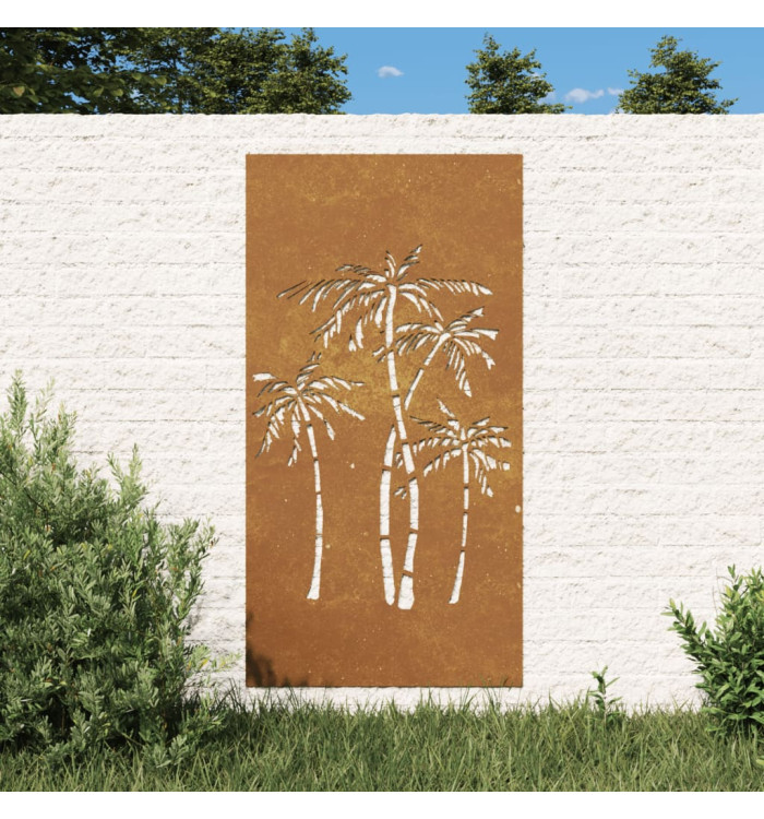 Décoration murale jardin 105x55 cm acier corten design palmier | Mobilier & Déco