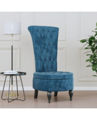 Chaise à dossier haut bleu velours conception de bouton | Mobilier & Déco