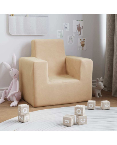Canapé pour enfants Crème Peluche douce | Mobilier & Déco