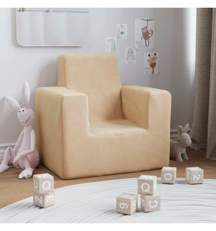 Canapé pour enfants Crème Peluche douce | Mobilier & Déco