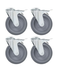 4pcs Roulettes pivotantes à trou de boulon à double frein 125mm | Mobilier & Déco