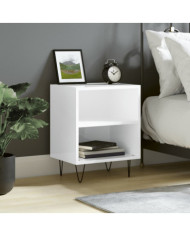 Table de chevet blanc brillant 40x30x50 cm bois d’ingénierie | Mobilier & Déco