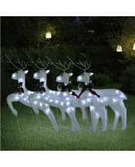 Rennes de Noël 4 pcs Blanc 80 LED | Mobilier & Déco