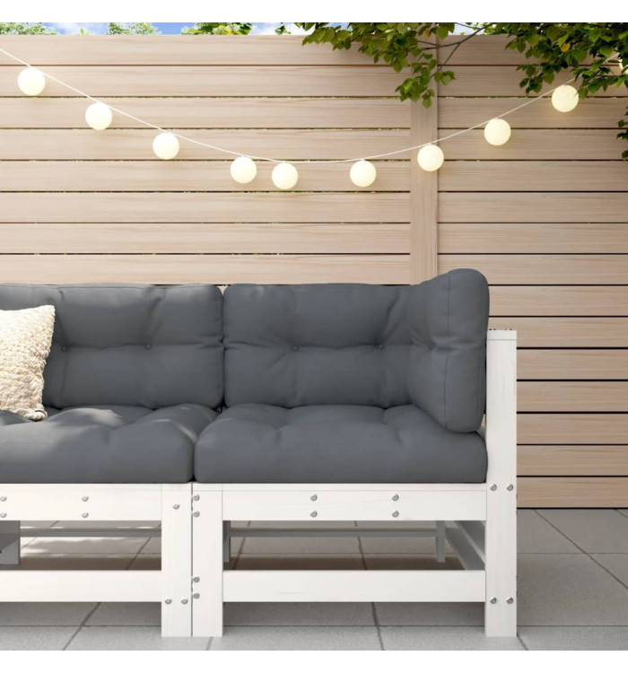 Canapé d'angle avec coussins blanc bois de pin solide | Mobilier & Déco