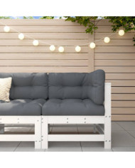 Canapé d'angle avec coussins blanc bois de pin solide | Mobilier & Déco