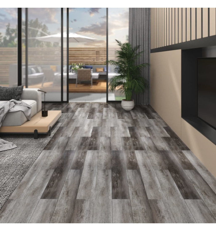 Planches de plancher PVC Non auto-adhésif 5,26 m²2 mm Bois rayé | Mobilier & Déco