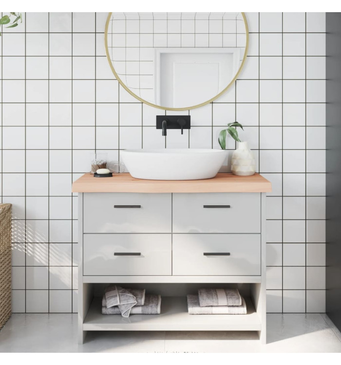Comptoir de salle de bain 100x40x(2-6)cm bois massif non traité | Mobilier & Déco