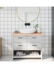 Comptoir de salle de bain 100x40x(2-6)cm bois massif non traité | Mobilier & Déco