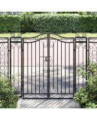 Portail de jardin noir 121x8x120 cm fer forgé | Mobilier & Déco