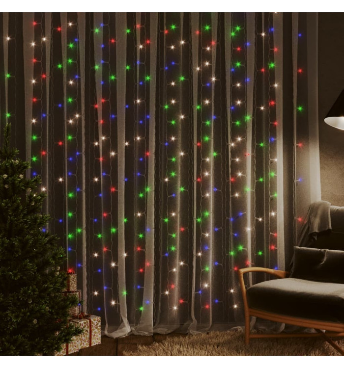Rideaux lumineux à LED 3x3 m 300 LED Multicolore 8 fonctions | Mobilier & Déco