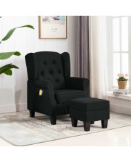 Fauteuil de massage avec repose-pied Noir Tissu | Mobilier & Déco