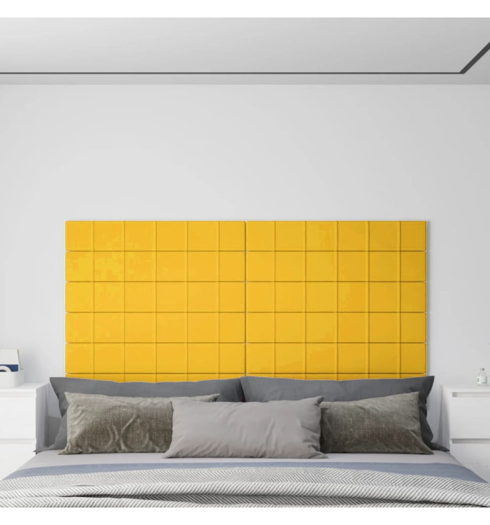 Panneaux muraux 12 pcs Jaune 90x15 cm Velours 1,62 m² | Mobilier & Déco