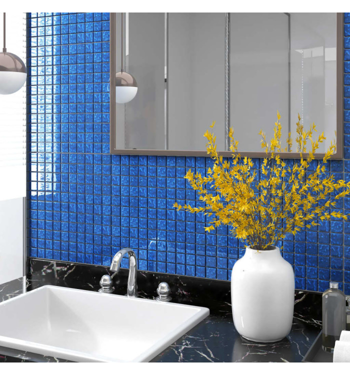Carreaux mosaïque 11 pcs Bleu 30x30 cm Verre | Mobilier & Déco