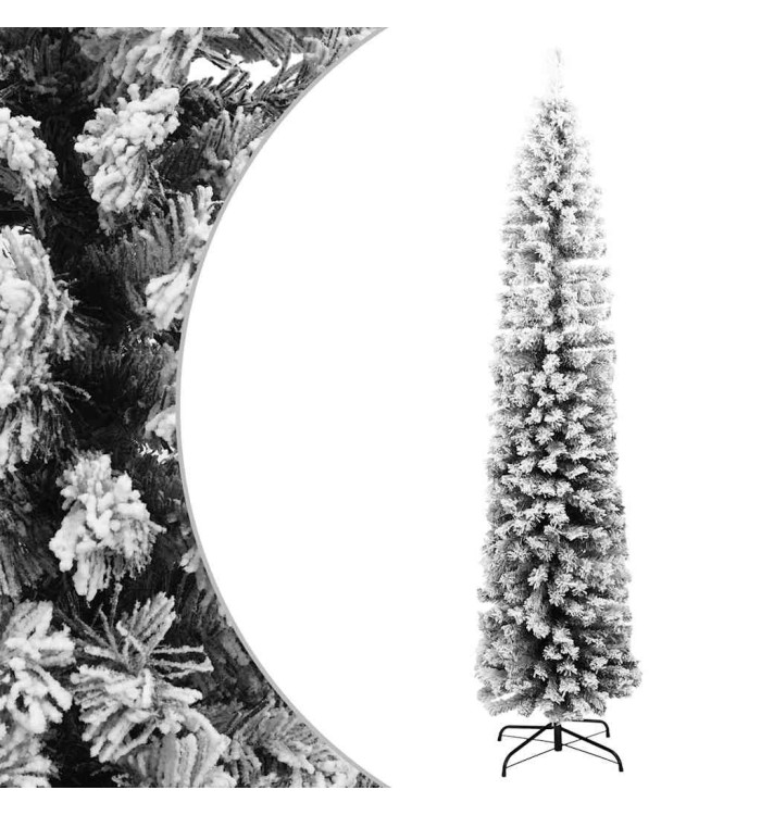 Sapin de Noël artificiel mince flocon de neige vert 180 cm PVC | Mobilier & Déco