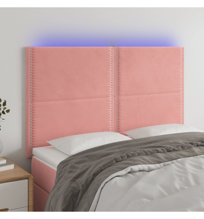 Tête de lit à LED Rose 144x5x118/128 cm Velours | Mobilier & Déco