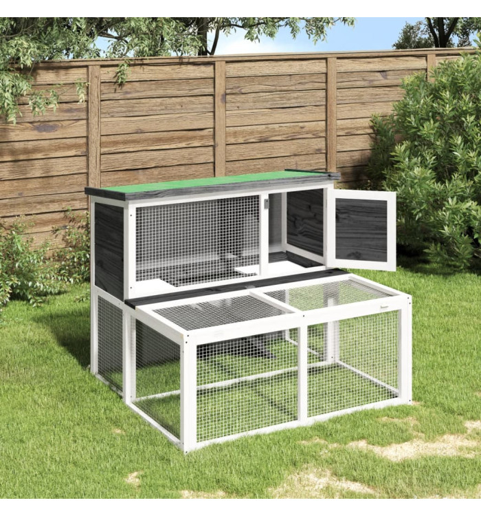 Clapier gris 102x90x84,5 cm bois de pin massif | Mobilier & Déco