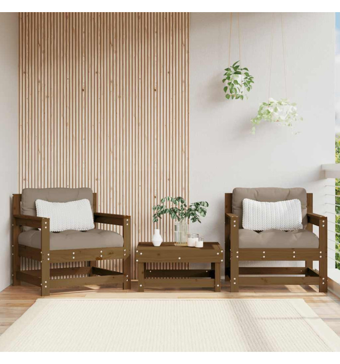 Chaises de jardin avec coussins lot de 2 marron miel | Mobilier & Déco
