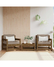 Chaises de jardin avec coussins lot de 2 marron miel | Mobilier & Déco