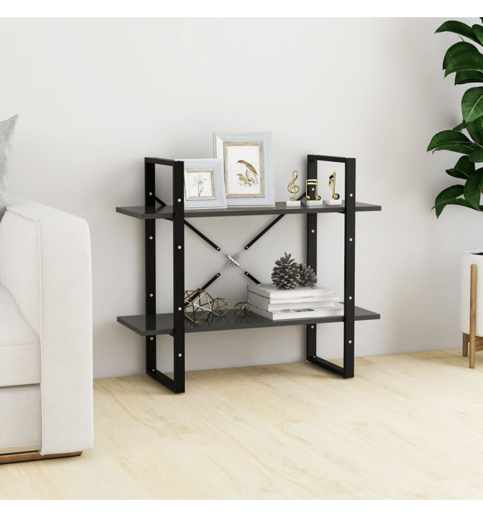 Bibliothèque à 2 niveaux Gris 80x30x70 cm bois d'ingénierie | Mobilier & Déco