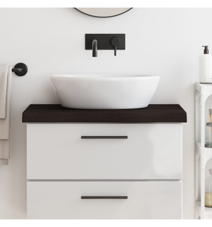 Comptoir de salle de bain marron foncé bois massif traité | Mobilier & Déco