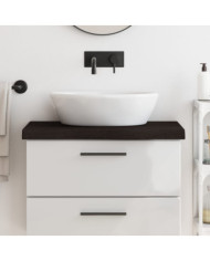 Comptoir de salle de bain marron foncé bois massif traité | Mobilier & Déco