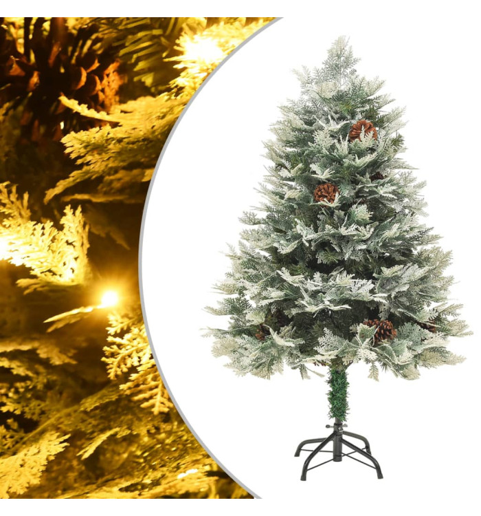 Sapin de Noël pré-éclairé et pommes de pin vert 120cm PVC et PE | Mobilier & Déco
