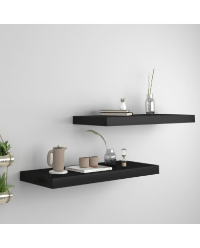 Étagères murales flottantes 2 pcs noir 60x23,5x3,8 cm MDF | Mobilier & Déco