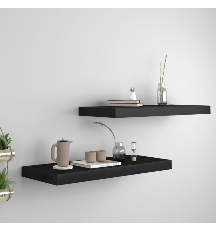 Étagères murales flottantes 2 pcs noir 60x23,5x3,8 cm MDF | Mobilier & Déco
