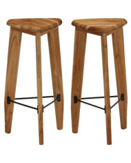 Tabourets de bar lot de 2 bois d'acacia massif | Mobilier & Déco