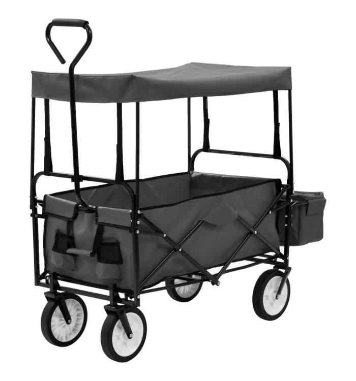 Chariot à main pliable avec toit Acier Gris | Mobilier & Déco