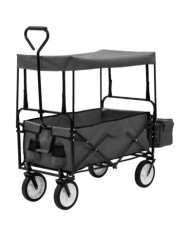 Chariot à main pliable avec toit Acier Gris | Mobilier & Déco