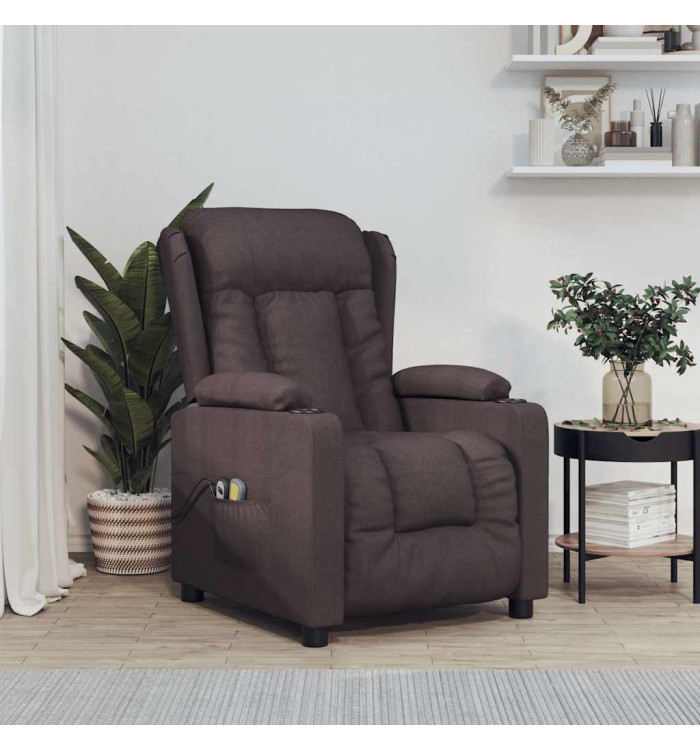 Fauteuil électrique de massage Marron foncé Tissu | Mobilier & Déco