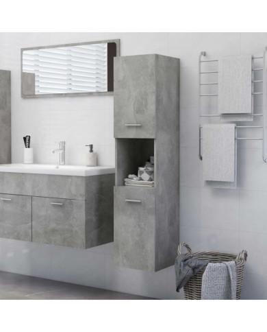 Armoire de salle de bain Gris béton Bois d'ingénierie | Mobilier & Déco