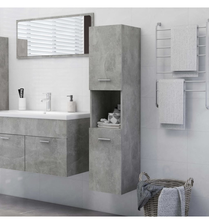 Armoire de salle de bain Gris béton Bois d'ingénierie | Mobilier & Déco