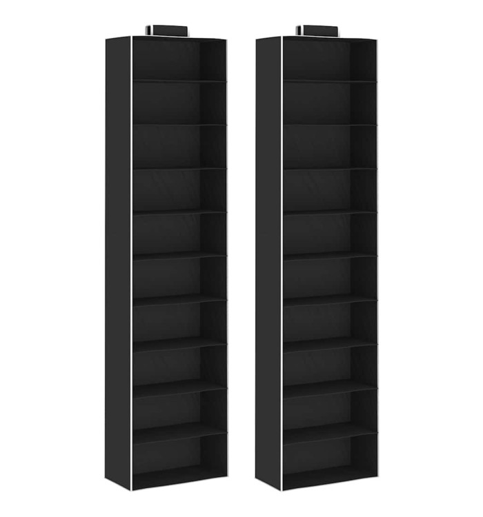 Étagères suspendues de rangement 2 pcs 10 niveaux Tissu | Mobilier & Déco