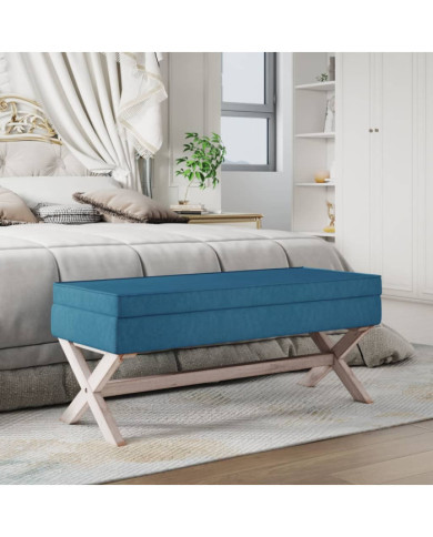 Tabouret de rangement Bleu 110x45x49 cm Velours | Mobilier & Déco