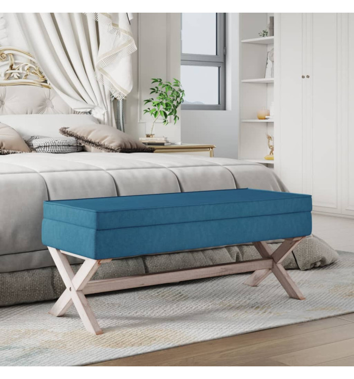 Tabouret de rangement Bleu 110x45x49 cm Velours | Mobilier & Déco