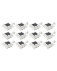 Lampes solaires à LED carrées d'extérieur 12 pcs 12 cm Blanc | Mobilier & Déco